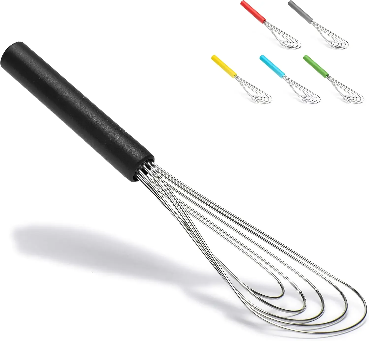 Egg Beater Flat Silicone Handle Egg Wires Beating Stirring Whisk Non Slip For Kitchen Tools Cooking Baking egg beater