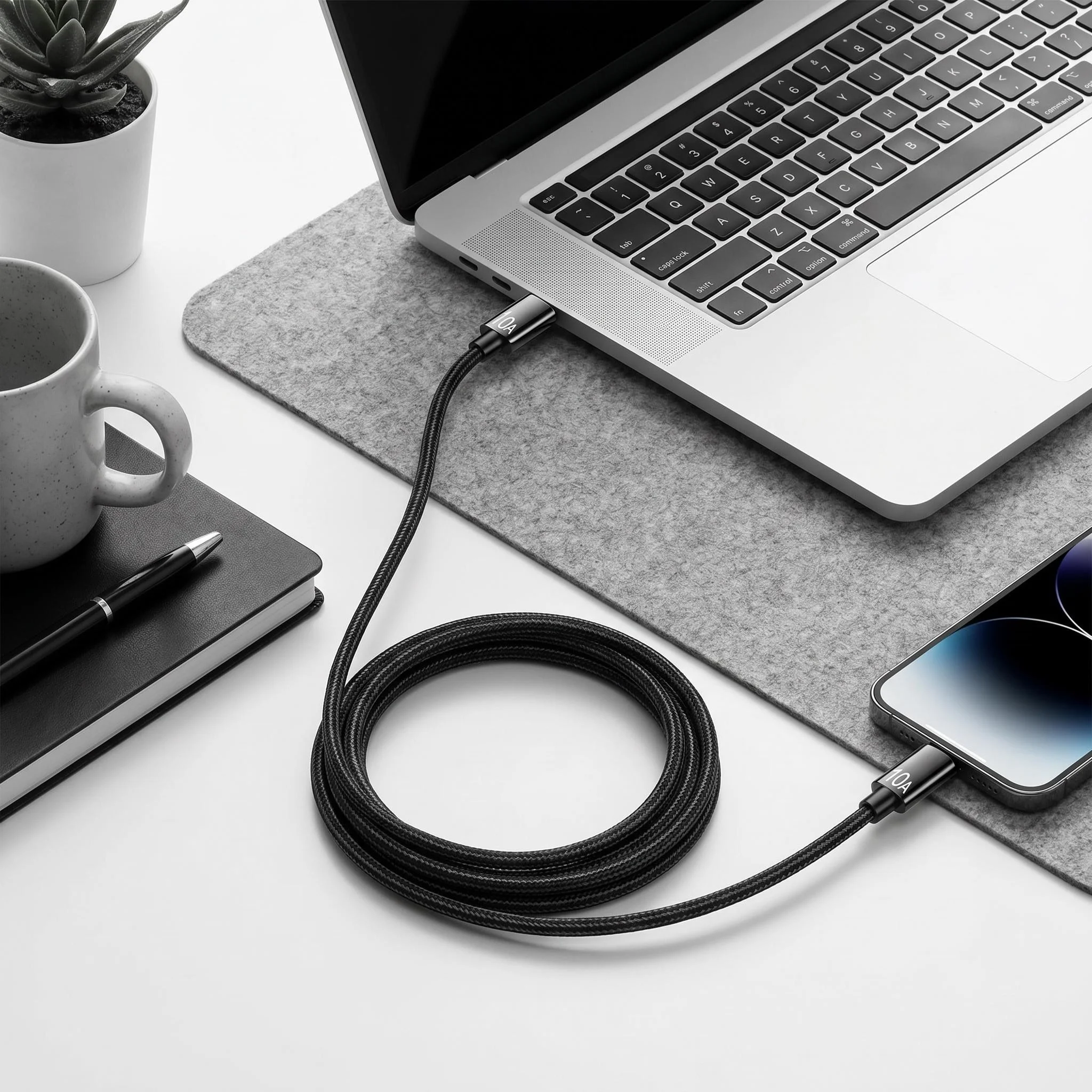 High-Speed 120W PD USB-C Nylon Braided Charging & Data Cable