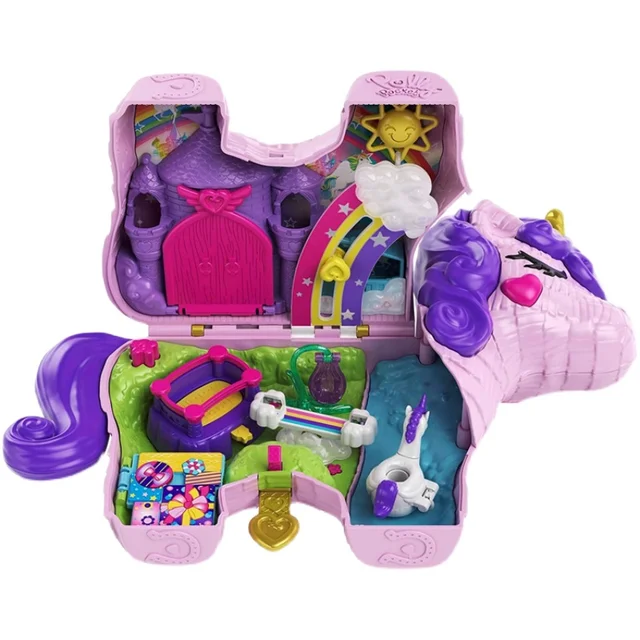 Polly Pocket Unicorn Party Large Compact Playset With 25+ Surprises Discover & Fun Princess Part Play House Toy Girls Gift GKL24 5