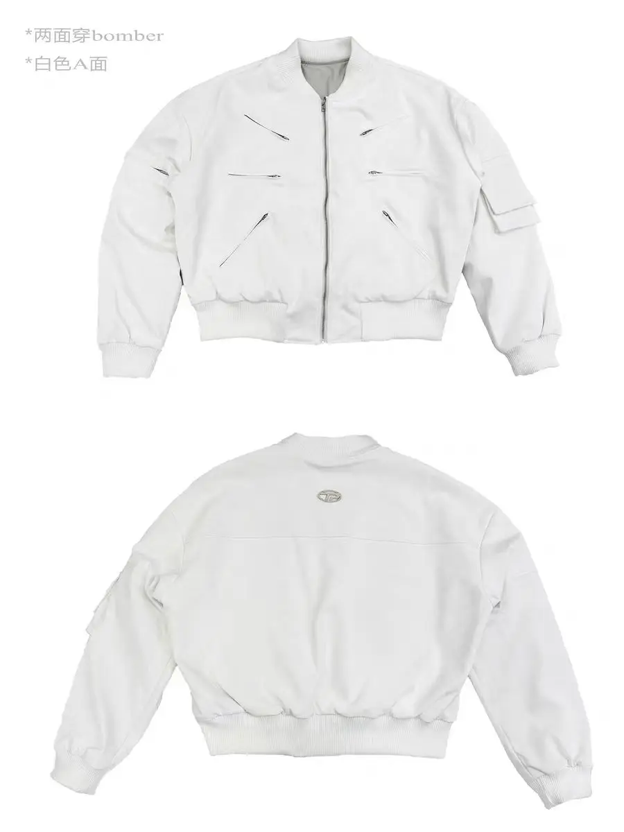Pupil travel 23aw Two side wide box shape bomber jacket lots of zippers velvet side vibe style cleanfit