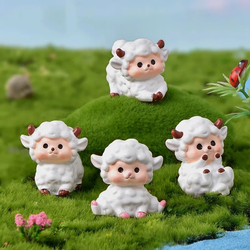 Micro Landschap Mos Sappige Ornamenten Miniatuur Schattige Cartoon Schapen Tafelblad Decoratie Kleine Ornamenten Hars Ambachten