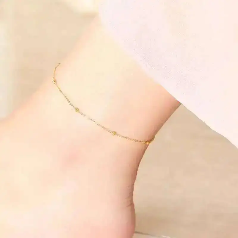 GOLDtutu 14K Full Gold Chain Anklets for Women and Girls, Heart Anklet, Ankle Bracelet, Beach Jewelry, New, kj472,