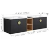Double Sink Vanity Modern Wall Mounted Bathroom Vanity with Double Ceramic Sink Large Floating Bathroom Vanities Set 4