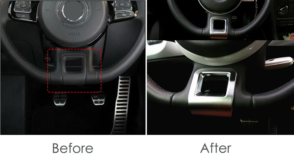 Auto styling ABS Chrome Lenkrad Trim Abdeckung Aufkleber Dekoration fall Für Volkswagen New Beetle 2013-2019 Auto Zubehör – Detail 6