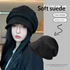New Autumn Winter Women'S Warm Large Head Size Fisherman Hat Slouchy Beret Octagonal Cap Face Slimming