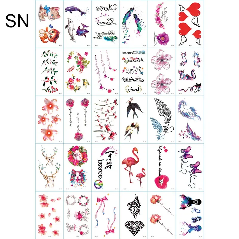 

Водостойкие поддельные татуировки, наклейки, временные татуировки на тело, искусство, цветок, девушка, татуировки, временные, случайные, 20 шт.