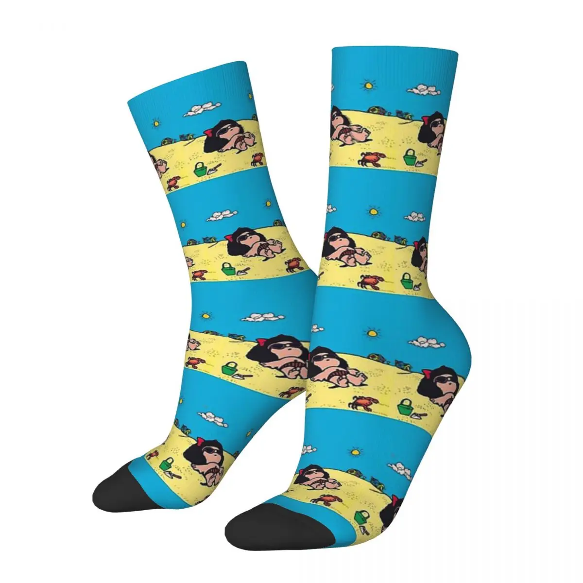 

Mafalda Heart On The Beach Sunbathing In Color Men Women Socks Windproof Novelty Spring Summer Autumn Winter Stockings Gift