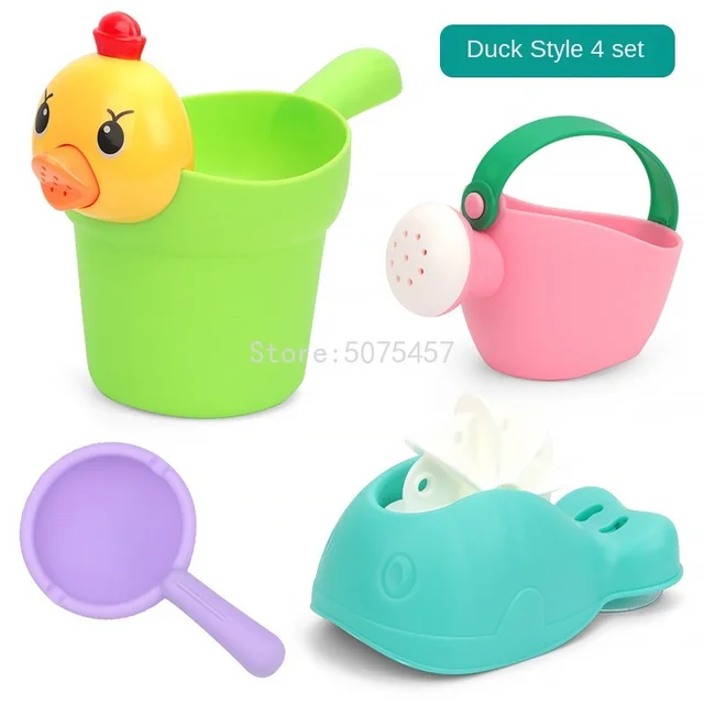 Summer Silicone Soft Baby Beach Toys Kids Mesh Bag Bath Play Set Beach Party Ducks Bucket Sand Molds Tool Water Game Bath Toys 6