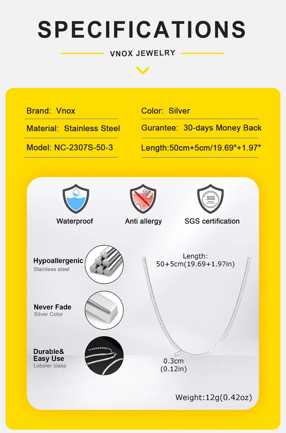 3 mm flache Schlangenkette für Männer und Jungen, dünner Klingenkragen aus Edelstahl, Hip-Hop-Freizeitschmuck, Geschenk – Detail 4