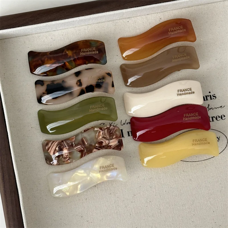 Woman Small Size Exquisite Version Gold Label Wave Acetate Barrettes Trendy Hair Claws Lady Side Clips Girls Hair Accessories