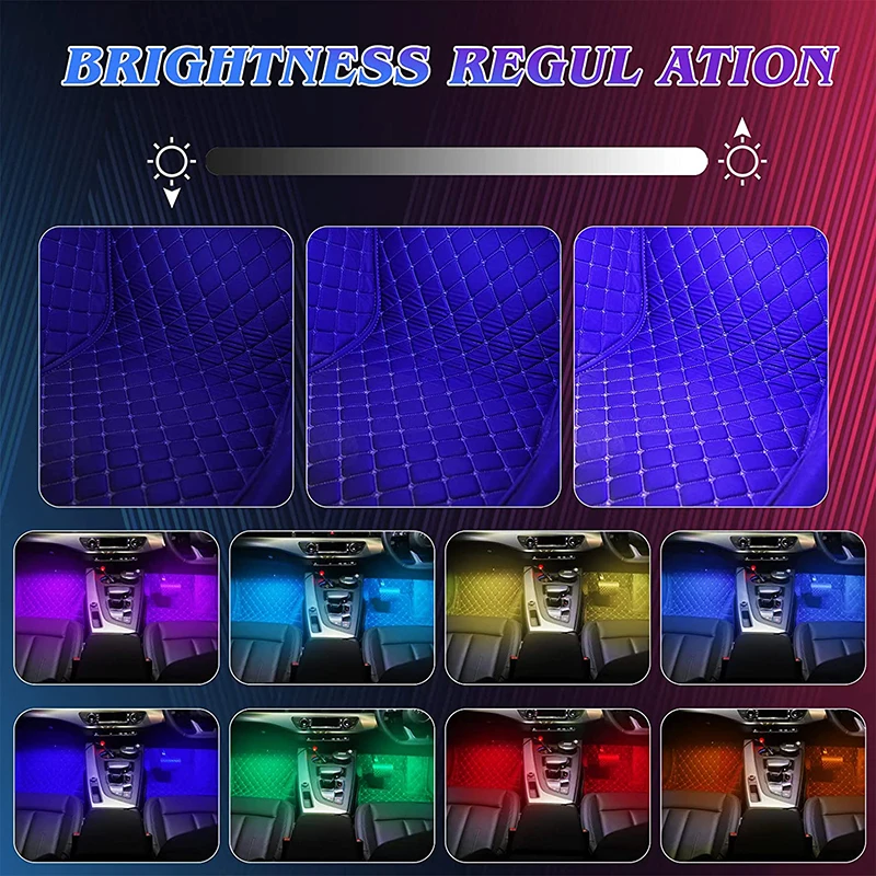 Tira LED RGB USB Para Coche - 4 Tiras, Control Remoto, 36 LEDs 5050SMD, 5V, Iluminación Interior Con Música