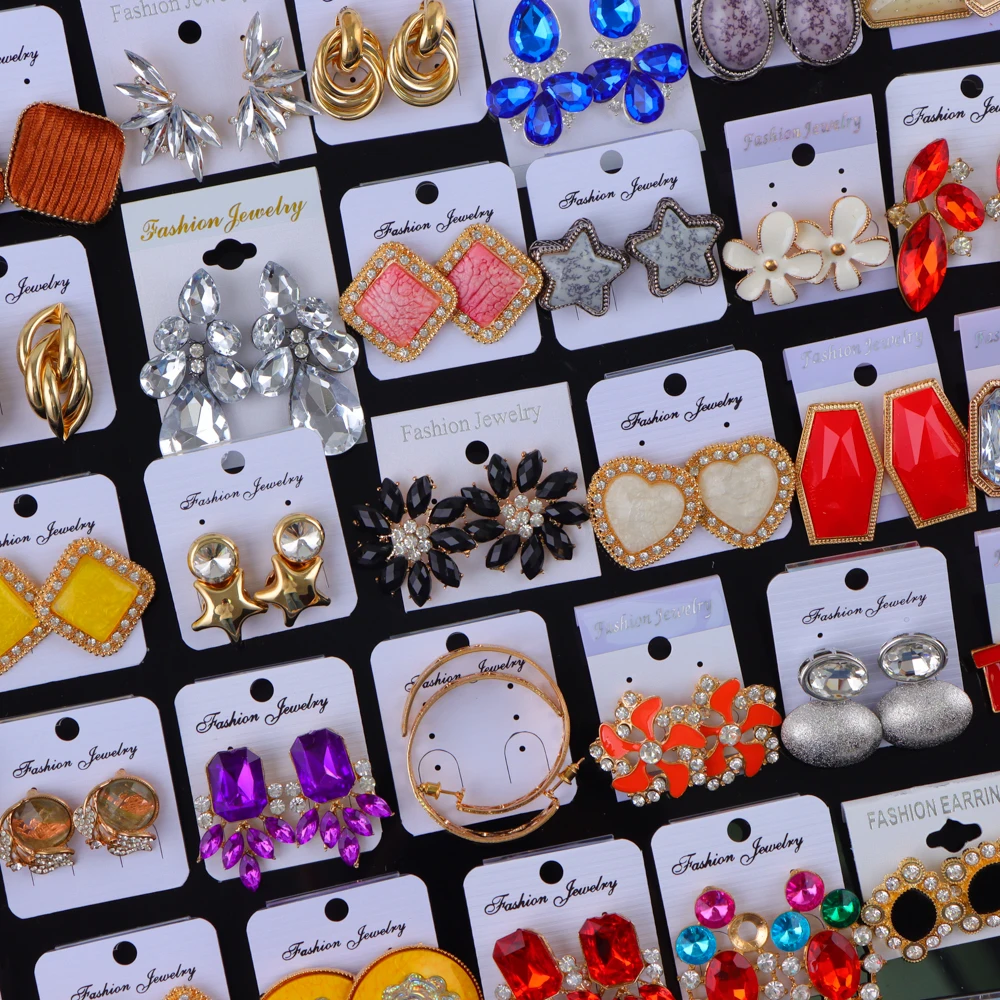 10 Paare/los Mode Kristall Blumen Stern Herz Liebe Stud Ohrringe Für Frauen Mix Stil Bunte Schmuck Party Geschenke Zubehör – Detail 3