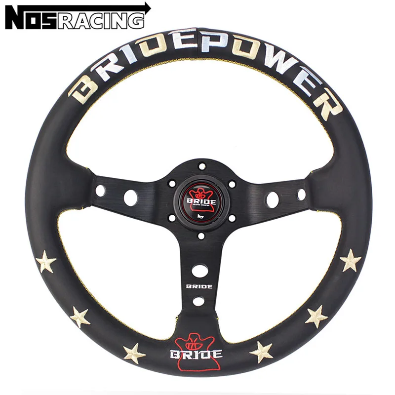 Bride Steering Wheel 13inch 330mm Leather Embroidery JDM Deep Dish