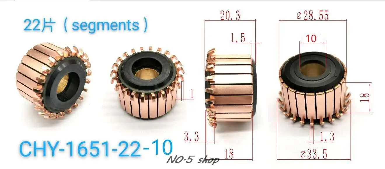 

5Pcs 28.55x10x18(20)x22P Copper Bars Electric Motor Commutator