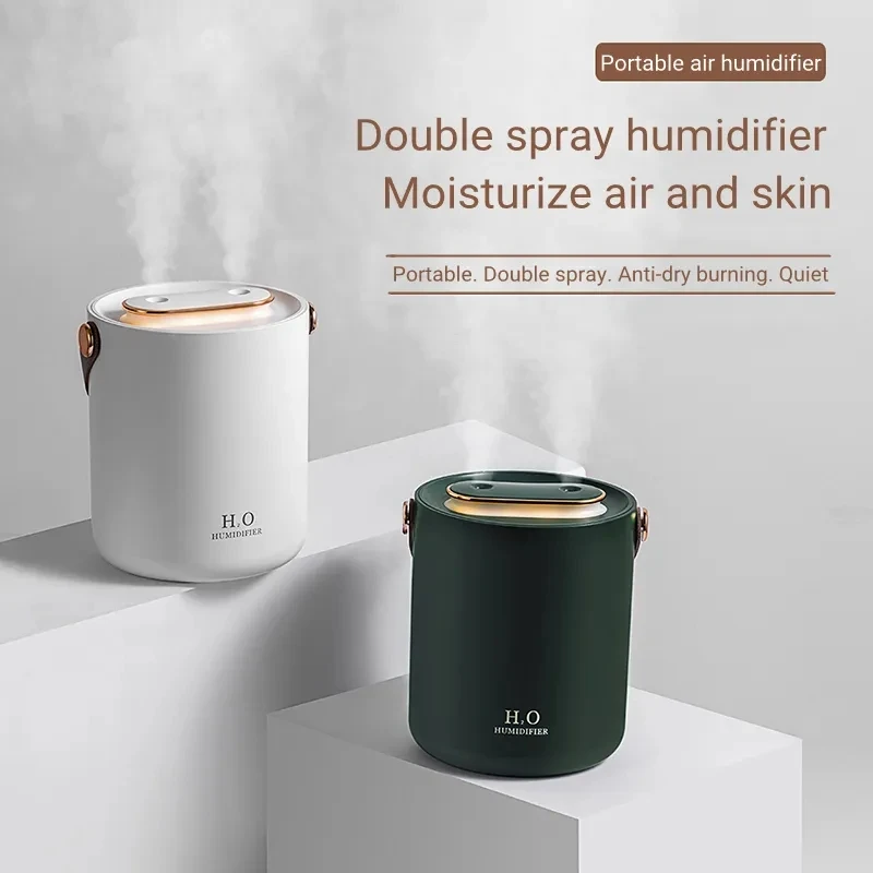 

1200ML Double Nozzle Air Humidifier USB Ultrasonic Essential Oil Diffuser Nano Water Mist Replenishing LED Light for Home Office