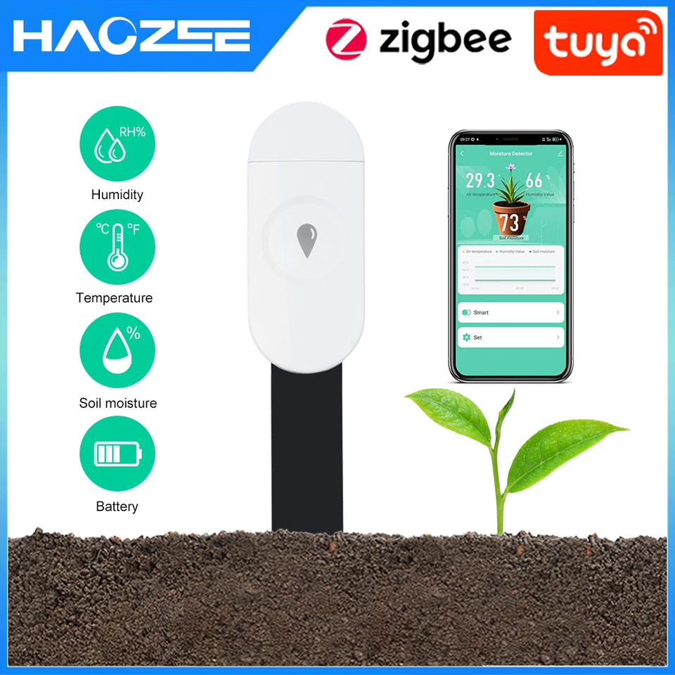 Tuya Zigbee Temperature Humidity Moisture Detector Smart Soil Tester Moisture Sensor Phone App RealTime Monitor for Home Garden