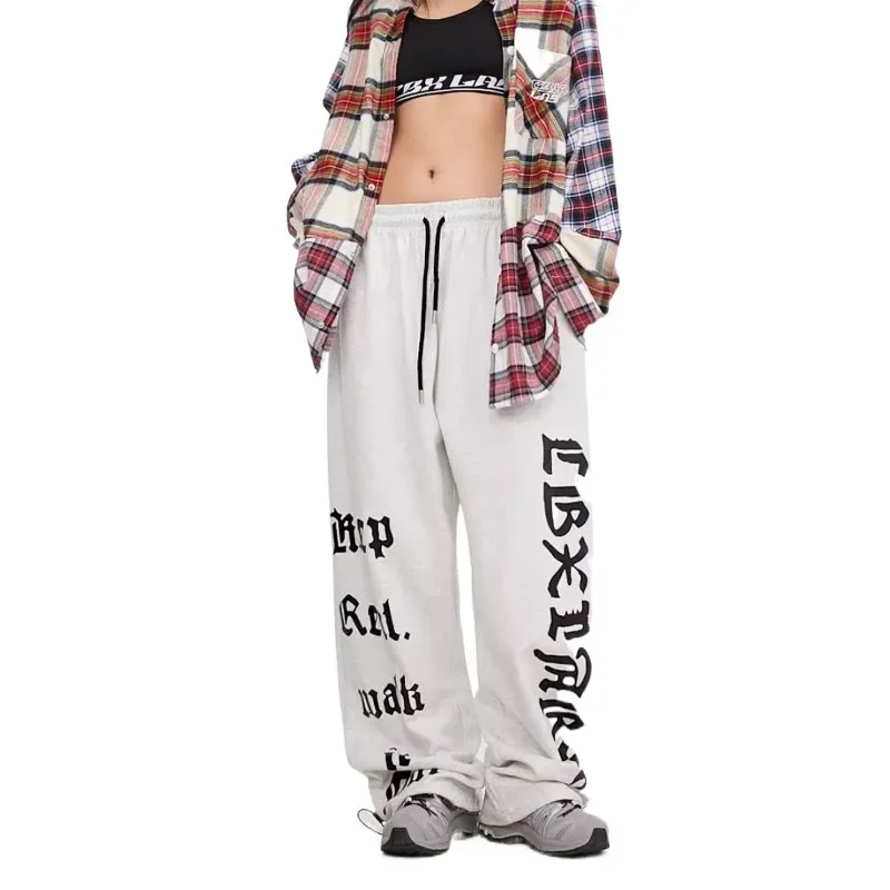 High Waist Drawstring Loose Hiphop Dance Sport Pants Women's Style Jazz Dancing Trousers Casual Skateboard Long Pants