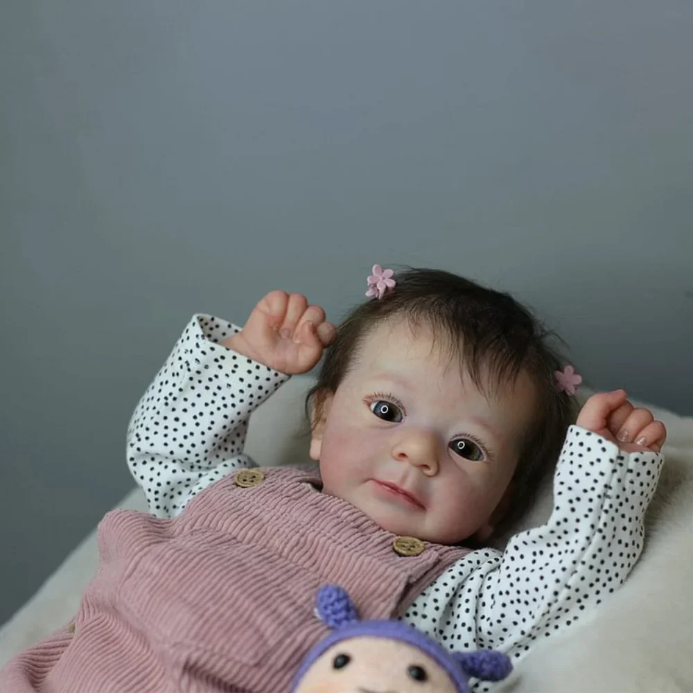 49CM Full Body Silicone Vinyl Reborn Baby Doll Felicia Same as Picture Lifelike Soft Touch3D Skin Hand-Root Hair Visible