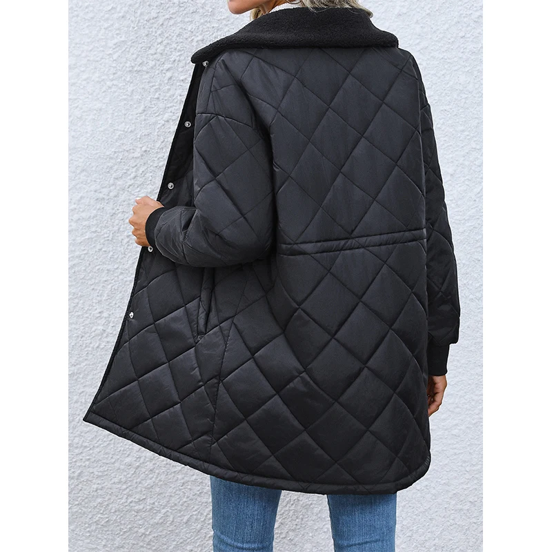 Autumn Winter Solid Color Drawstring Waist Coat Ladies Loose Casual Black Warm Outwear Women's Pocket All-match Cardigan Tops