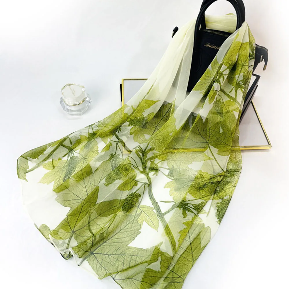 

Spring Female Silk Scarf Lightweight Printed Silk Scarf For Daily Wear