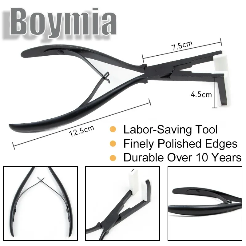 7 Inch Zwarte Roestvrijstalen Tang Voor Tape Haarverlenging Tape Afdichting Tang Ijzer Voor Verwijderen Tape Op Hair Extensions Boymia