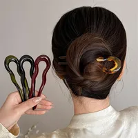 U-Shaped Hair Fork Fashion Tortoiseshell Acetate Acrylic Hairpin Geometric Design Headwear Hair Sticks Women Girls - Image 3