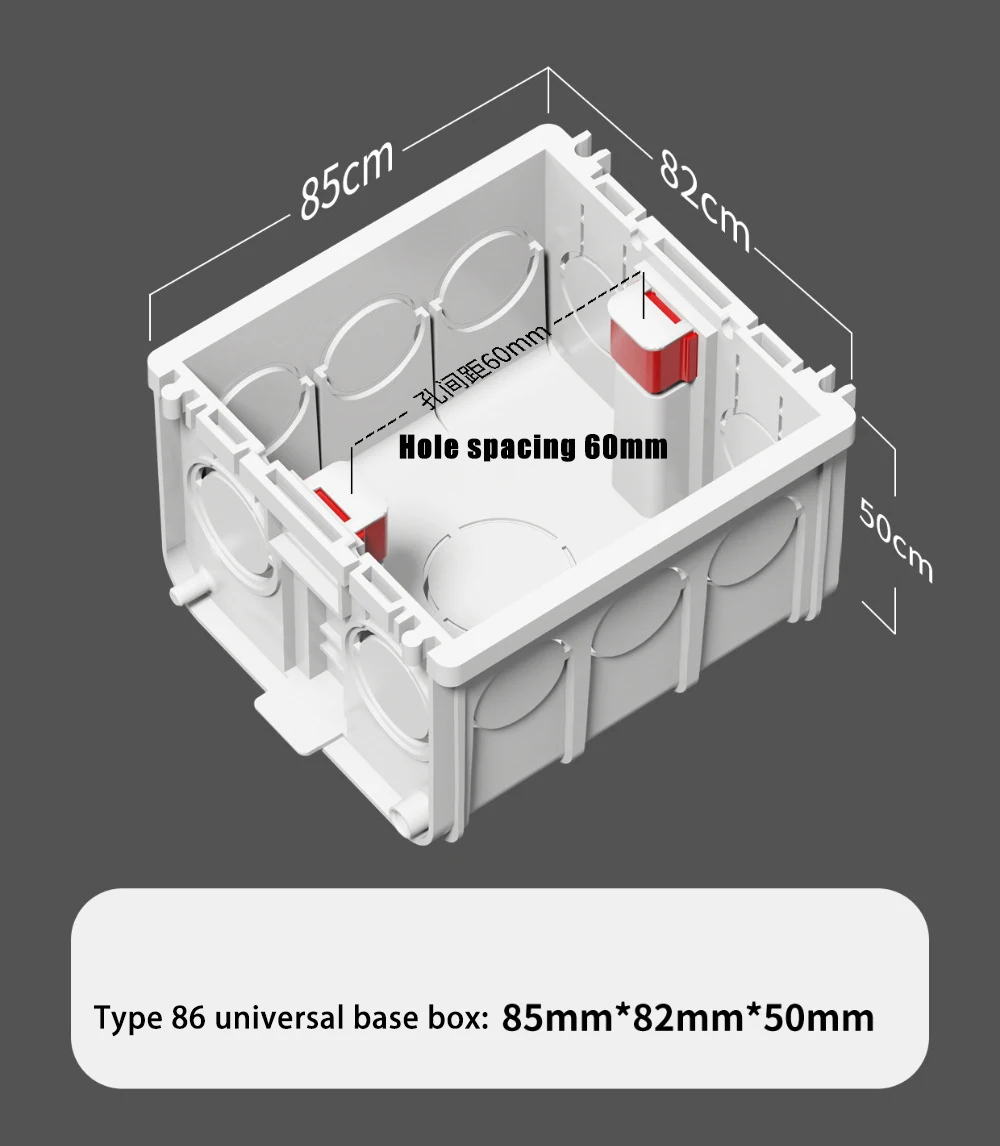 Type 86 concealed bottom box, switch and socket concealed box, PVC fireproof and