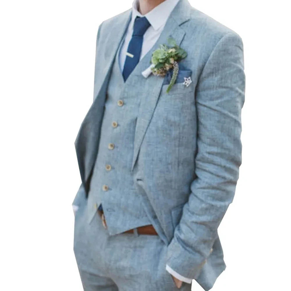 

2023 Latest Blue Peaked Lapel Business Party Best Male Suits Custom Made Wedding Groom Tuxedos 3 Piece Wedding Dress For Men