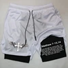 2024Men Performance Shorts Bible Printed GYM Casual Sports Compression Shorts Workout Running Mesh 2 In 1 Sport Short Pants 4
