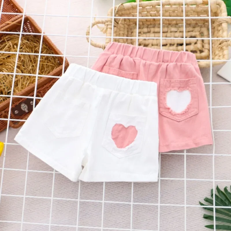 2025 New Summer Kids Wears Pink Children Shorts Baby Cotton Pants Girls Pant Cartoon Children Casual Pants 3-6 Years 3