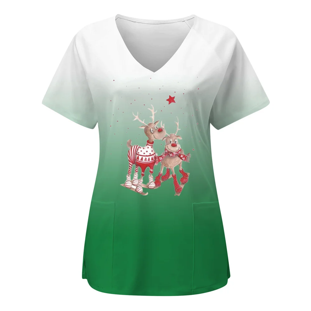 Christmas Santa Print Scrubs Top Short Medical Uniforms Women Pocket  Nursing Scrubs Blouse Pet Care Work Shirt camisa enfermagem - AliExpress, image size:1000x1000