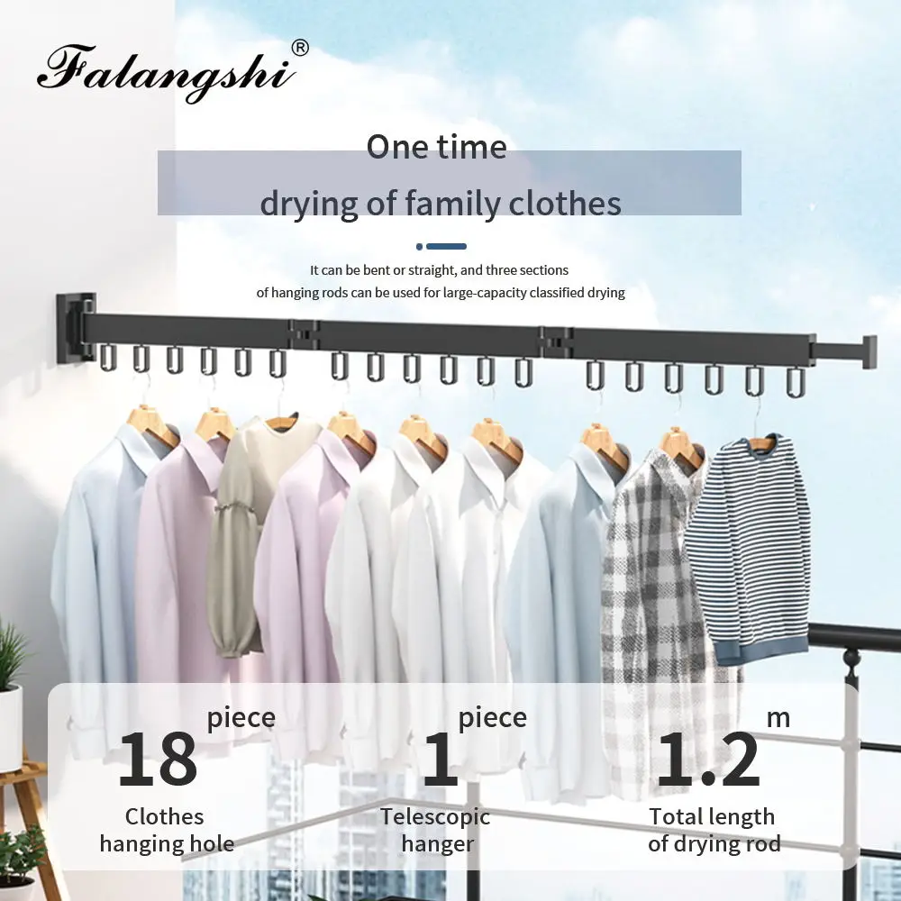 Folding Clothes Hanger Retractable Cloth Drying Rack Indoor&Outdoor Space Aluminum Household Clothes Organization WB3027 4