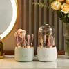 360° Rotating Makeup Brushes Holder Portable Desktop Makeup Organizer Cosmetic Storage Box Make Up Tools Jewelry Container 4