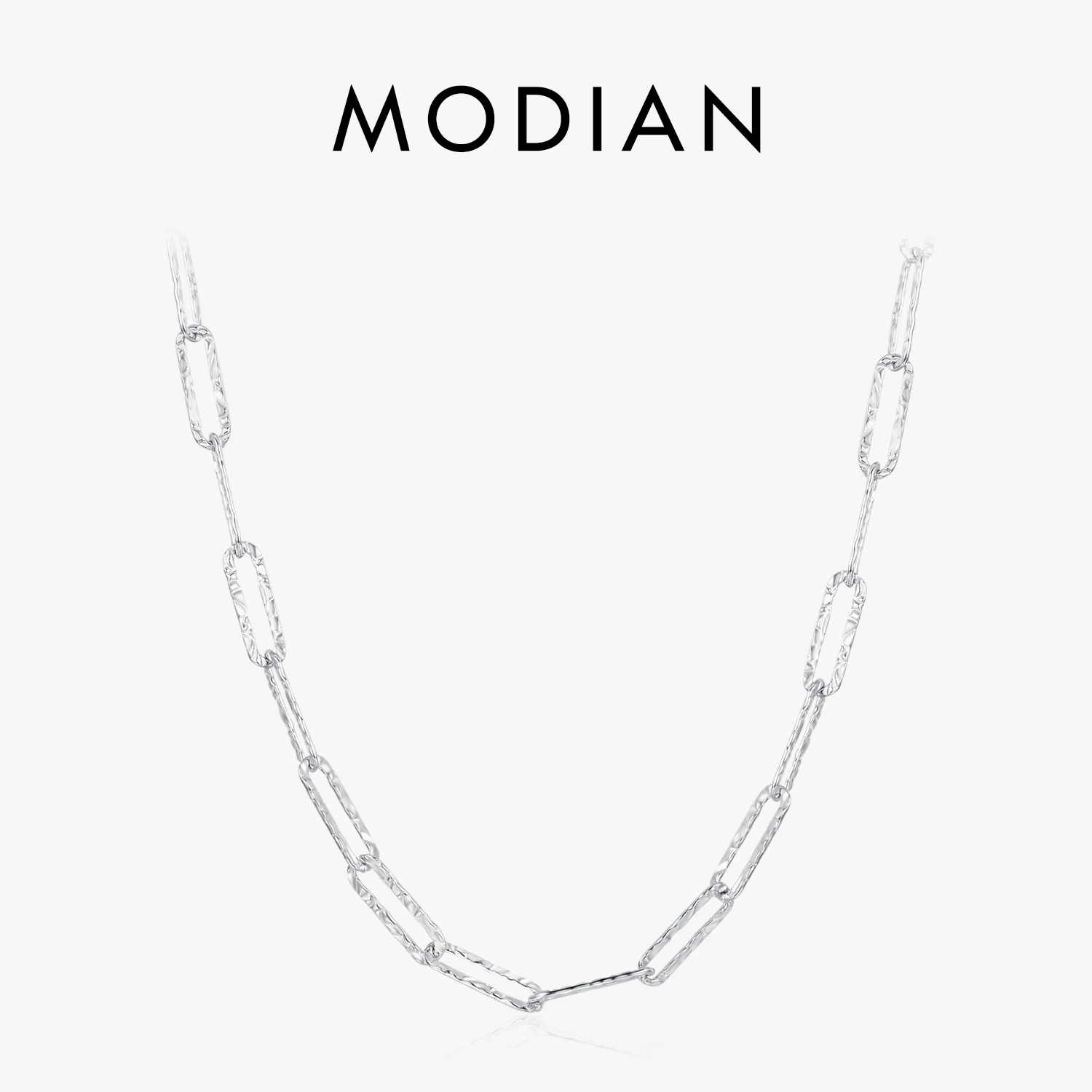 MODIAN 925 Sterling Silver Tinfoil Texture Trendy Necklace Simple