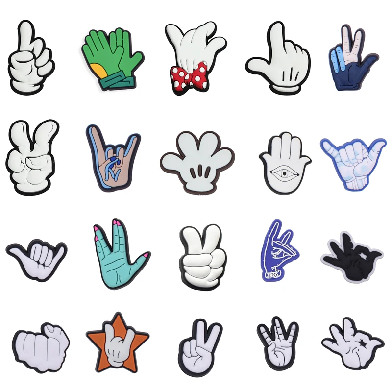 PVC Shoe Charms White Gloves Shoe Accessories Gesture Decoration Buckles for Croc Sandals X-mas Gifts Pins Buckle shoe charms shoe decorations garden shoe accessories
