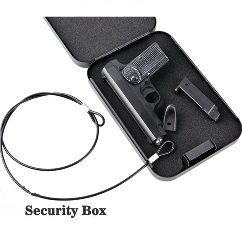 

24x16.5x4.5cm Gun Safe Box Ammo Metal Case Key Money Safebox Keybox Portable Strongbox Password Pistol Safes Car Safe Box