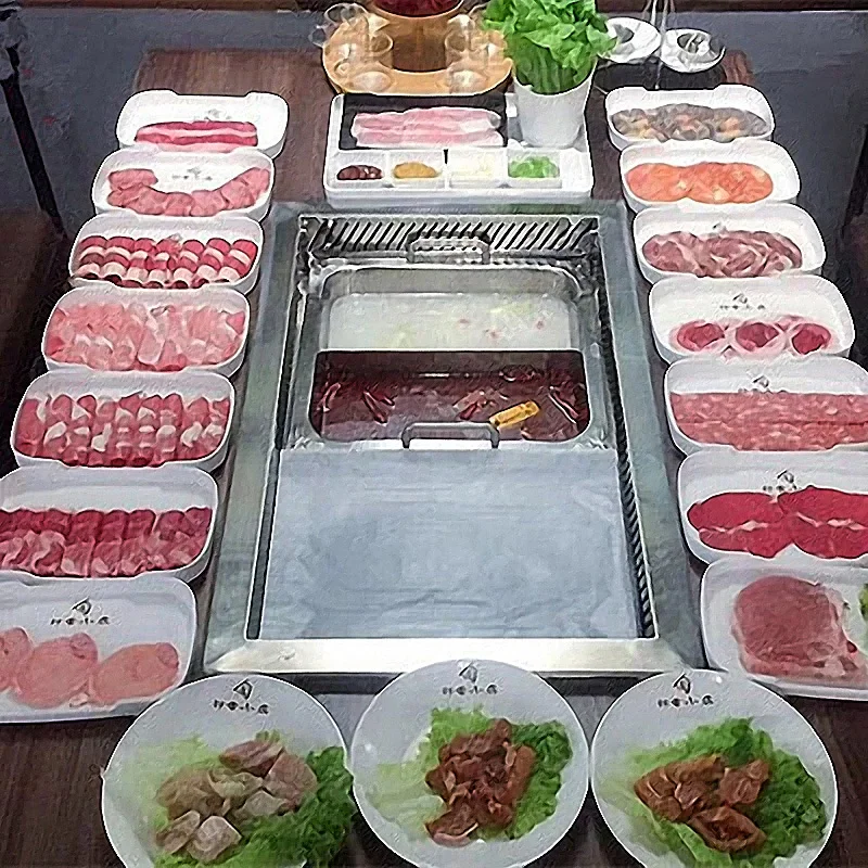Commercial Barbecue Machine And Hot Pot Embedded Electric Smokeless Grilled Fish Meat Commercial BBQ Grill 3