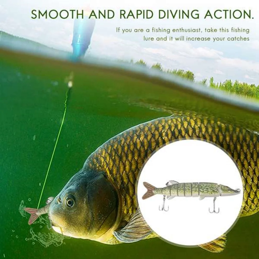 20cm 40g Lifelike Multi-jointed 8-segement Pike Muskie Fishing Lure Swimbait Crankbait Hard Bait Fish Hook Tackle ArmyGreen fishing lure,carp fishing bait