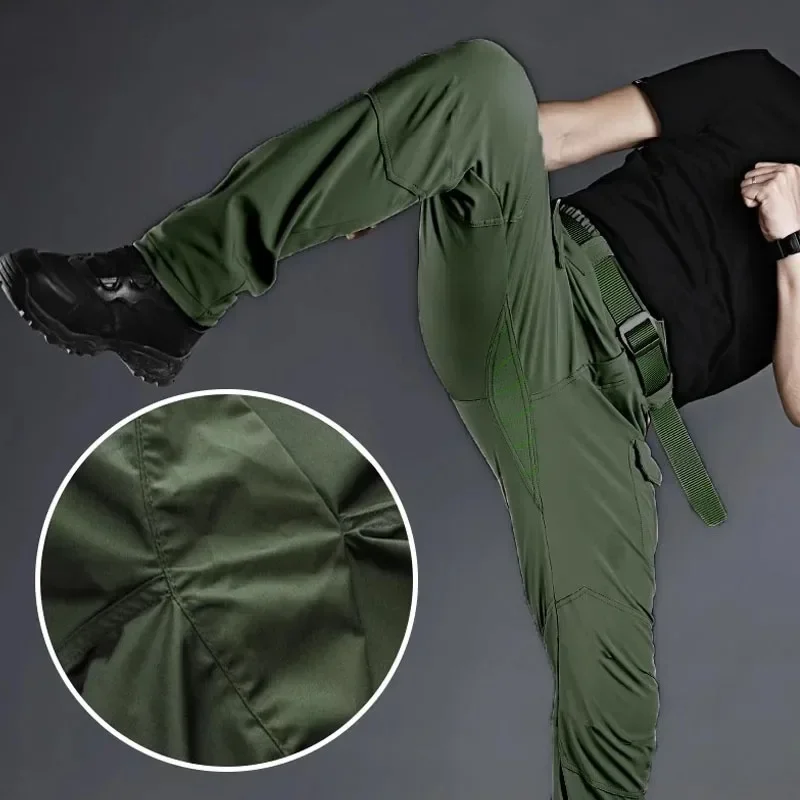 Summer Sets Mens Outdoor Breathable Multiple Pockets Combat Long Sleeve Shirts Cargo Pants Suits Male 4