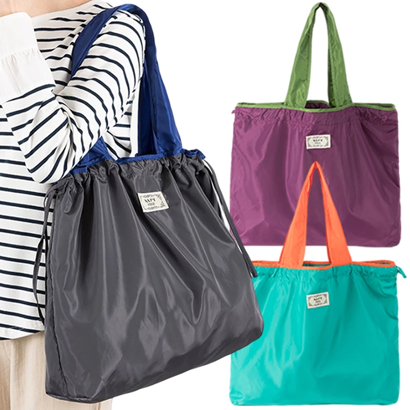 Large Drawstring Ecofriendly Supermarket Shopping Bag Fashion Shoulder