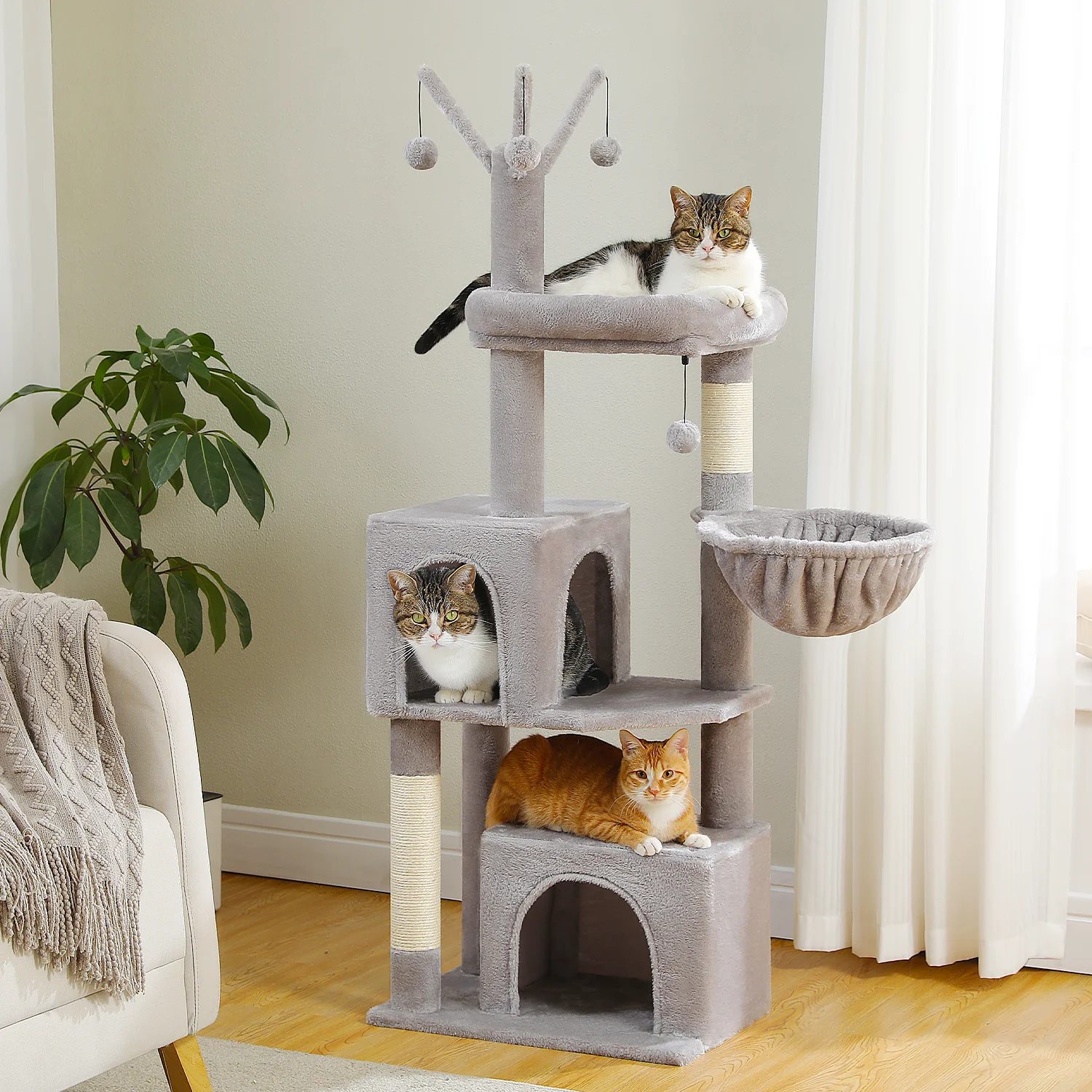 55-Inch Plush Cat Tree Tower 6