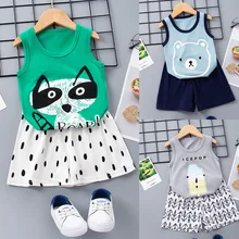Summer Boys Pajamas Sets Children's Sleepwear Kids Cotton Sleevless Tops+Shorts Clothing Sets Boys Sets Kids Nightwear Homewear