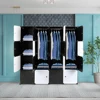 16 Cube Organizer Stackable Plastic Cube Storage Shelves Design Multifunctional Modular Closet Cabinet with Hanging Rod Black an 1