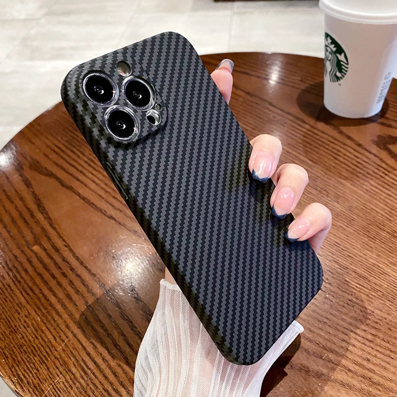 Ultra Thin Carbon Fiber Texture Case For iPhone 11 12 13 Pro Max iPhone11 13Pro 13promax Luxury Shockproof Hard PC Cover Coque iphone 13 pro max case