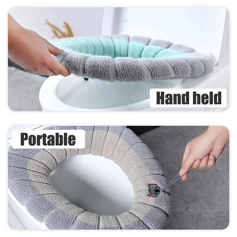 Universal Toilet Seat Cover with Rope Pumpkin Pattern Closestool Mat Soft Warm Toilet Seat Cushion Bathroom Lid Accessories toilet seat cover toilet seat cushion toilet accessories
