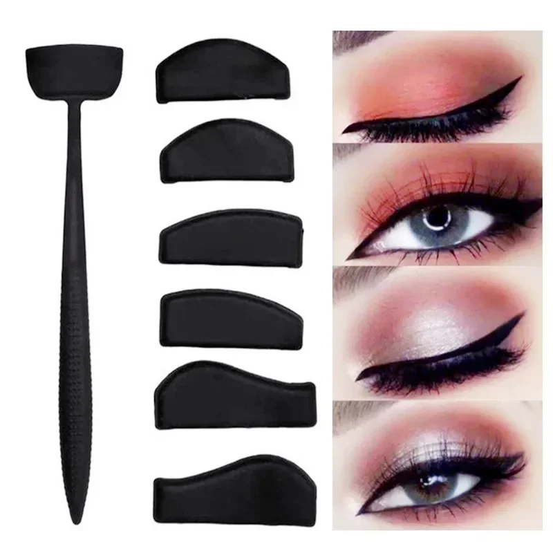 Makeup Tools Eyeliner Stencil Tool Eye Makeup Tools 6 In 1 Eye Makeup Stencils Eye Shadow Pads Stencil Eyeliner Stencils Eyes Makeup Stamp Applicator for Women Beauty Shaping Tools