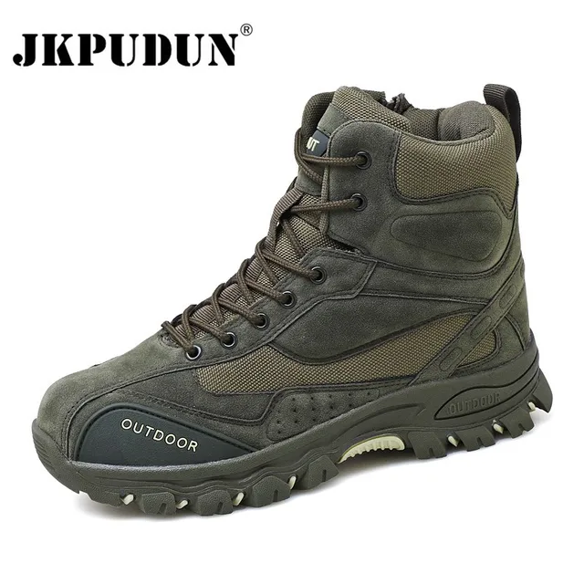 Tactical Military Combat Boots Men Genuine Leather US Army Hunting Trekking Camping Mountaineering Winter Work Shoes Bot JKPUDUN 1