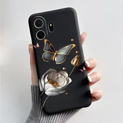 Cute Flower Cartoon Printed Silicone Phone Case - Black Shell Cover for TCL NxtPaper 70 Pro (HEI - TPU343)