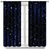 2pcs Galaxy Shining StarsCurtains Childs Fantasy Starry Sky Star Rod Pocket Window Drapes Stars Black Curtains. 3