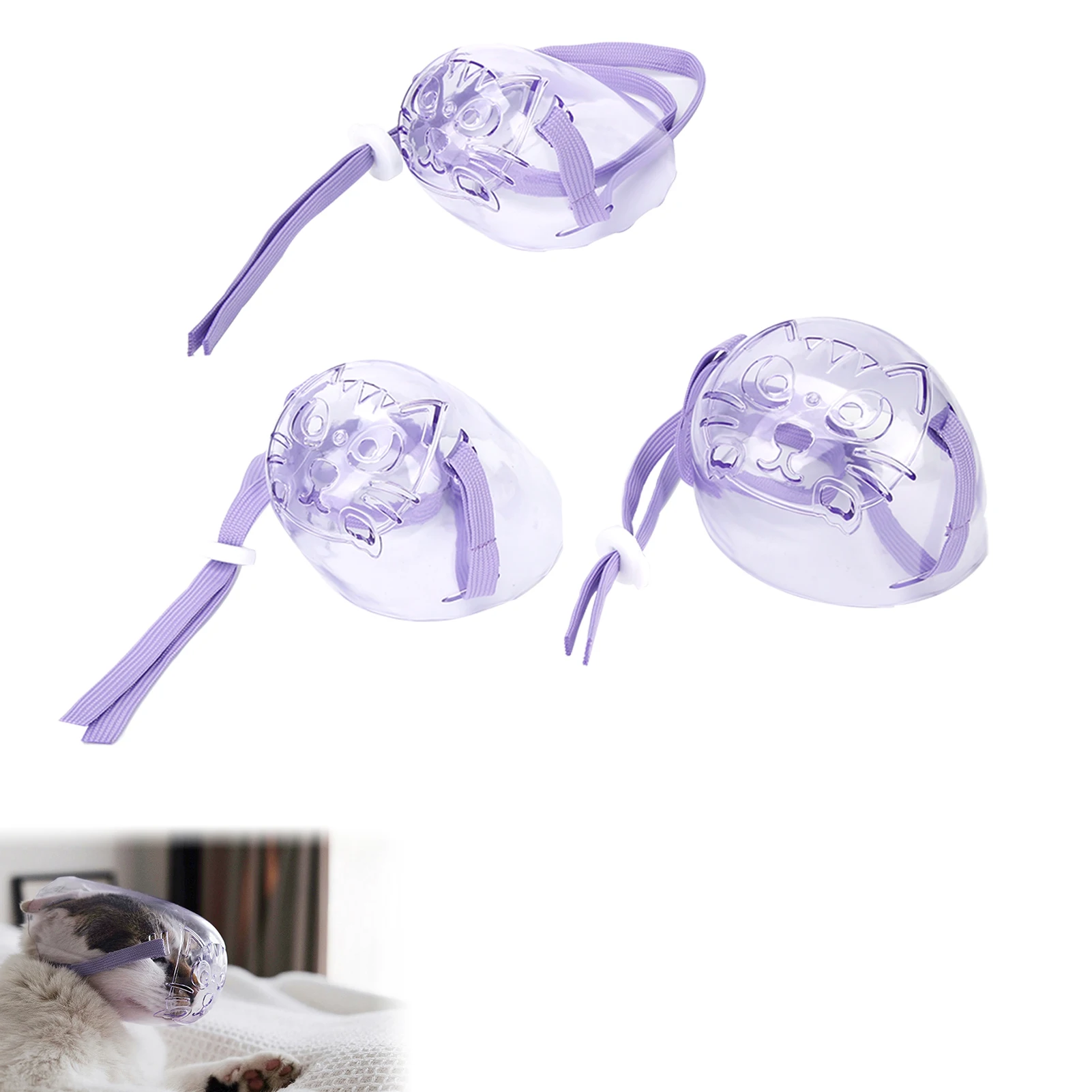 Cat Dog Muzzle Anti‑Bite Cat Mouth Cover Breathable Transparent Dog Face Cover Mouth Face